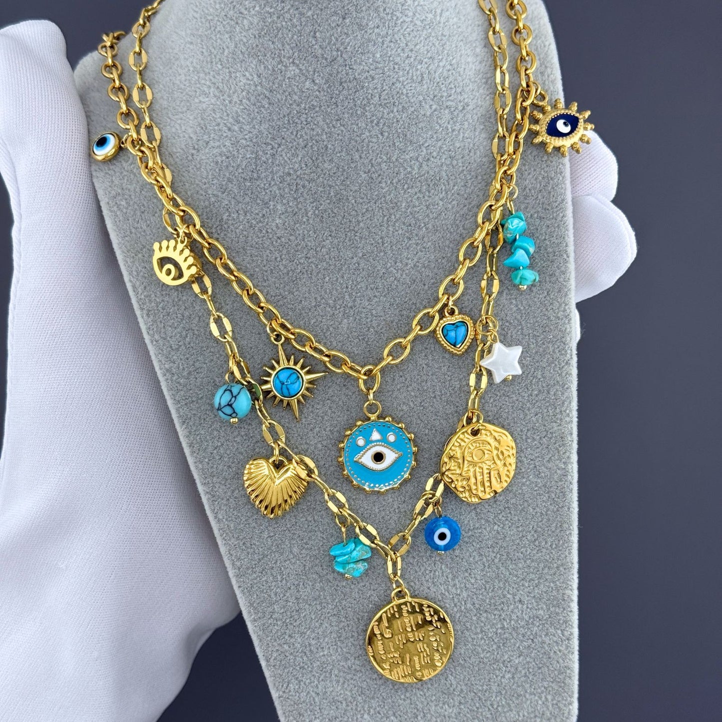 Necklace, 18K Gold Plated Steel