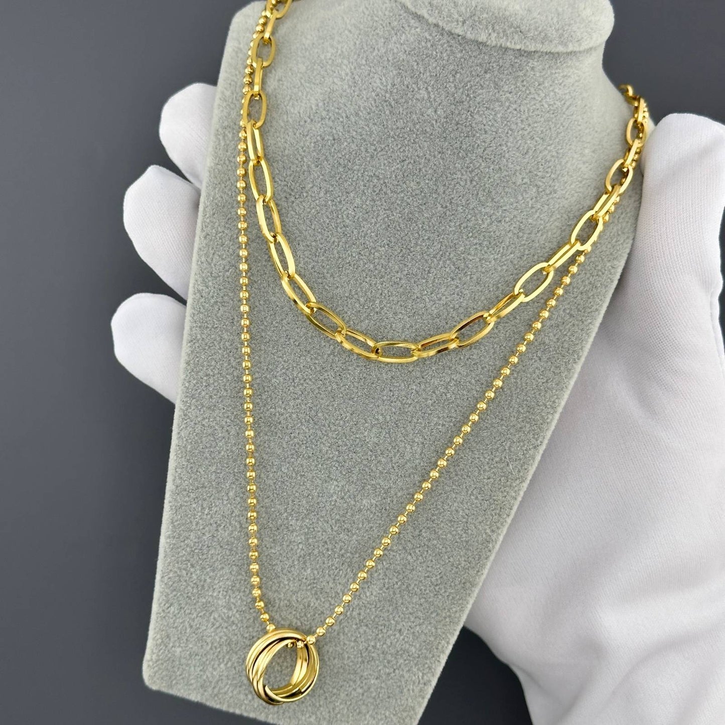 Necklace, 18K Gold Plated Steel