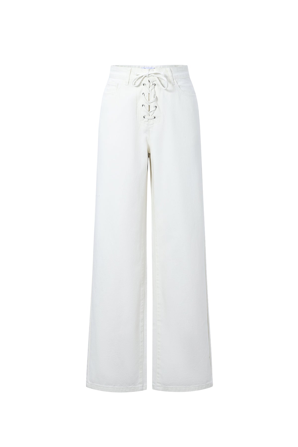 Jeans met vetersluiting