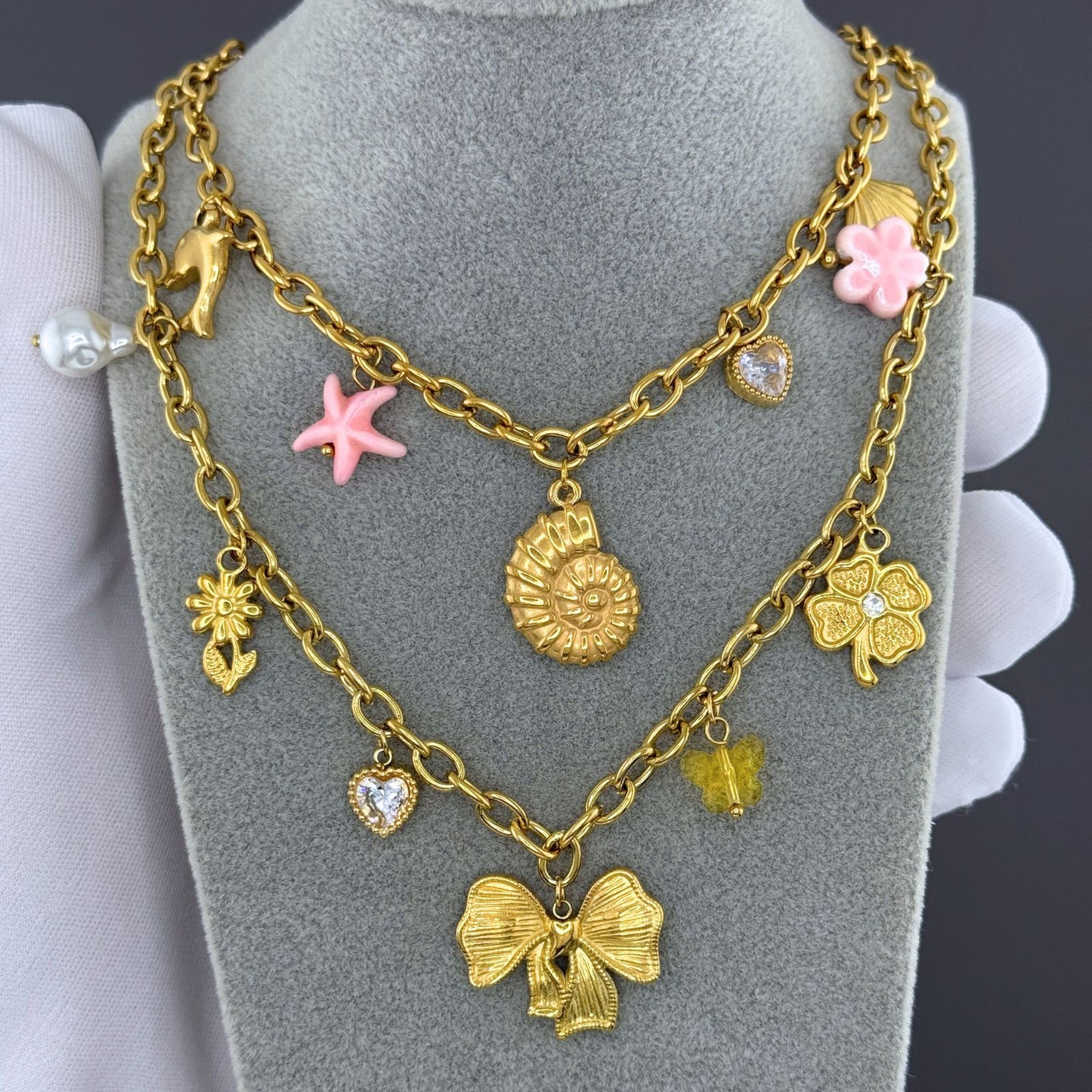 Seashell Necklace, 18K Gold Plated Steel