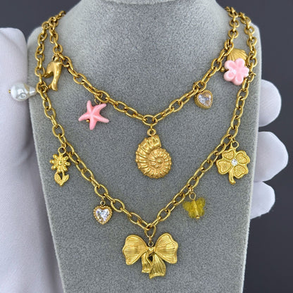 Seashell Necklace, 18K Gold Plated Steel