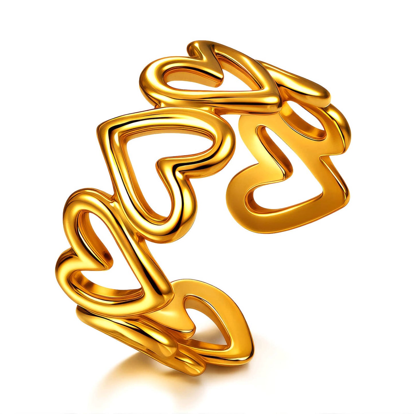 Hearts Ring, 18K Gold Plated Steel