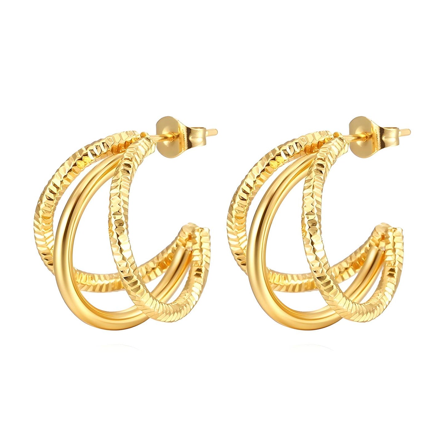 Earrings, 18K Gold Plated Steel