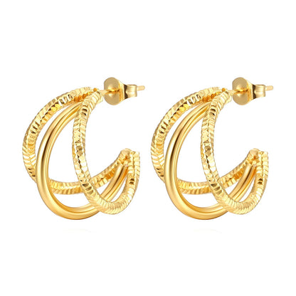 Earrings, 18K Gold Plated Steel