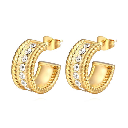 Earrings, 18K Gold Plated Steel