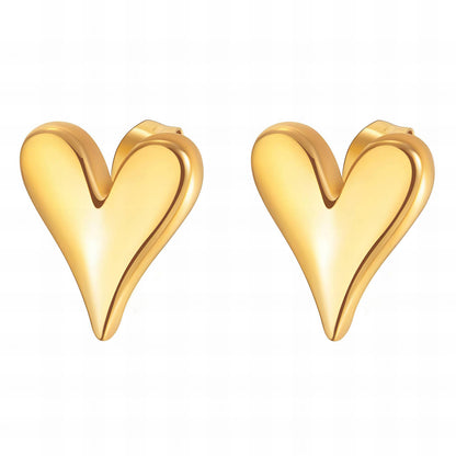Hearts Earrings, 18K Gold Plated Steel