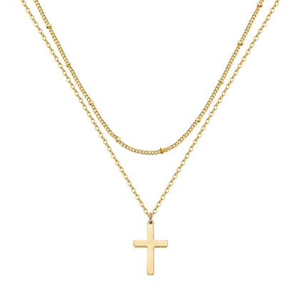 Crosses Necklace, 18K Gold Plated Steel