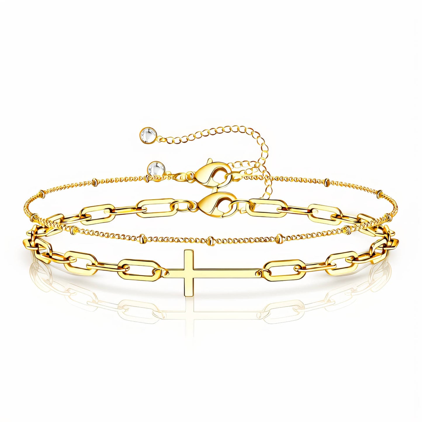 Crosses Bracelet, 18K Gold Plated Steel