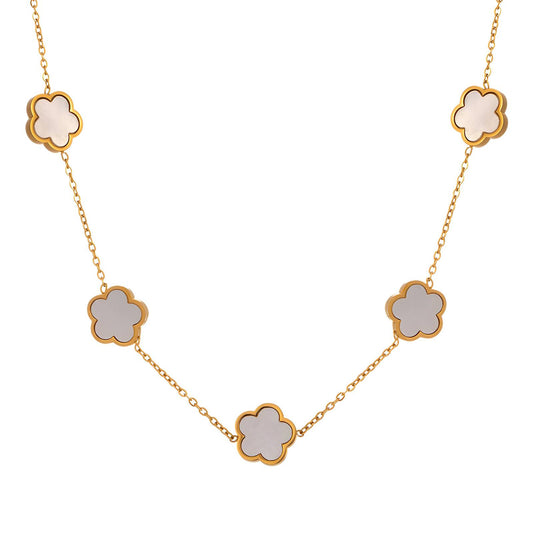 Flower Meadow Necklace, 18K Gold Plated Steel