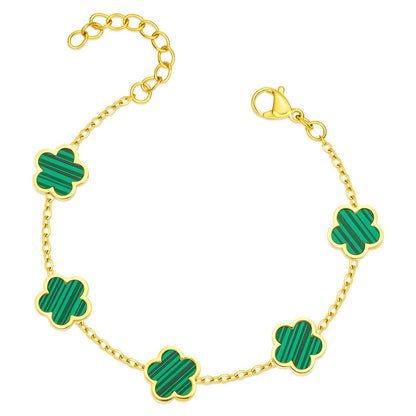 Flowers Bracelet, 18K Gold Plated Steel