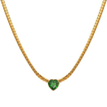 Heart Necklace, 18K Gold Plated Steel