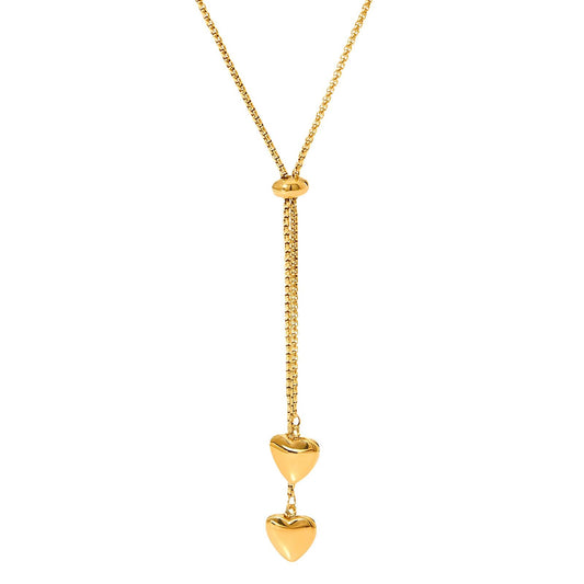 Hearts Necklace, 18K Gold Plated Steel