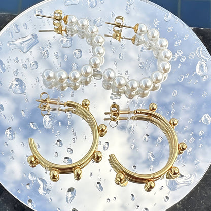 Earrings, 18K Gold Plated Steel
