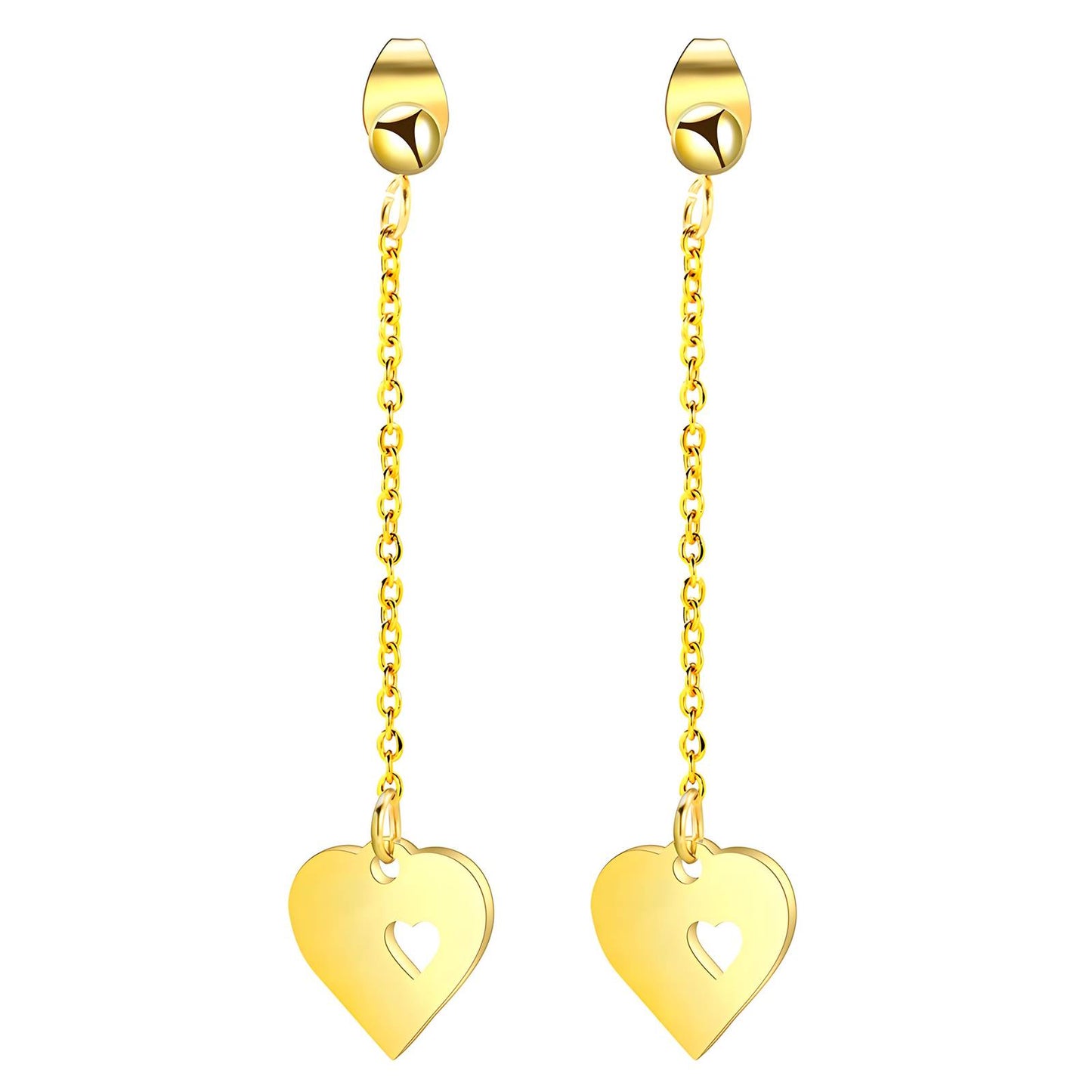 Hearts Earrings, 18K Gold Plated Steel