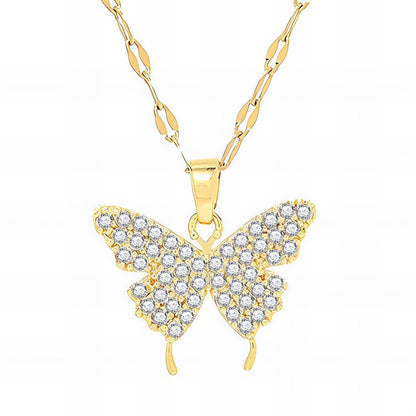 Butterfly Necklace, 18K Gold Plated Steel