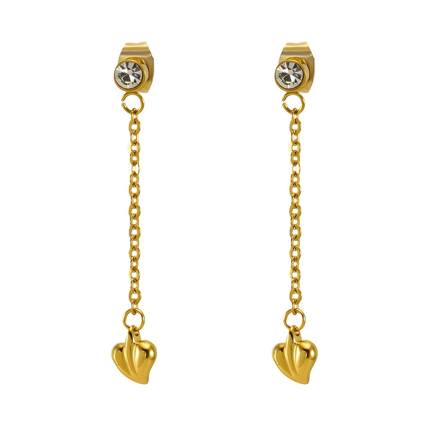 Hearts Earrings, 18K Gold Plated Steel