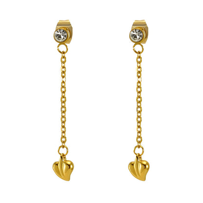 Hearts Earrings, 18K Gold Plated Steel