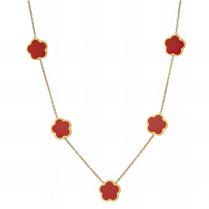 Flowers Necklace, 18K Gold Plated Steel