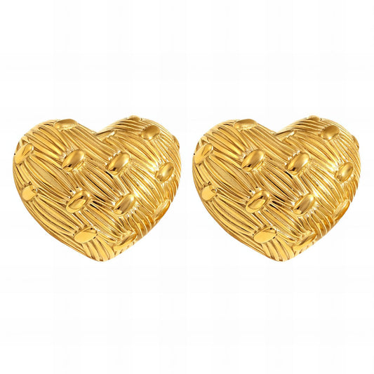 Hearts Earrings, 18K Gold Plated Steel