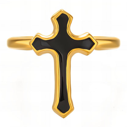 Crosses Ring, 18K Gold Plated Steel