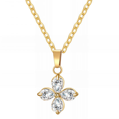 Flower Necklace, 18K Gold Plated Steel