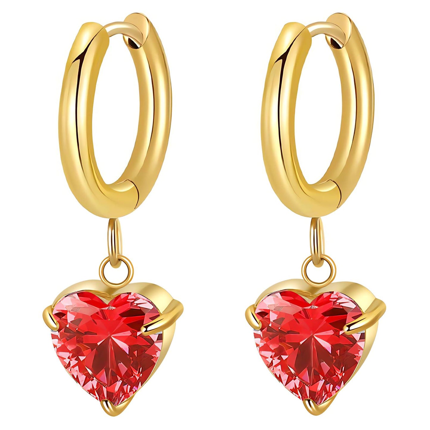 Heart Earrings, 18K Gold Plated Steel