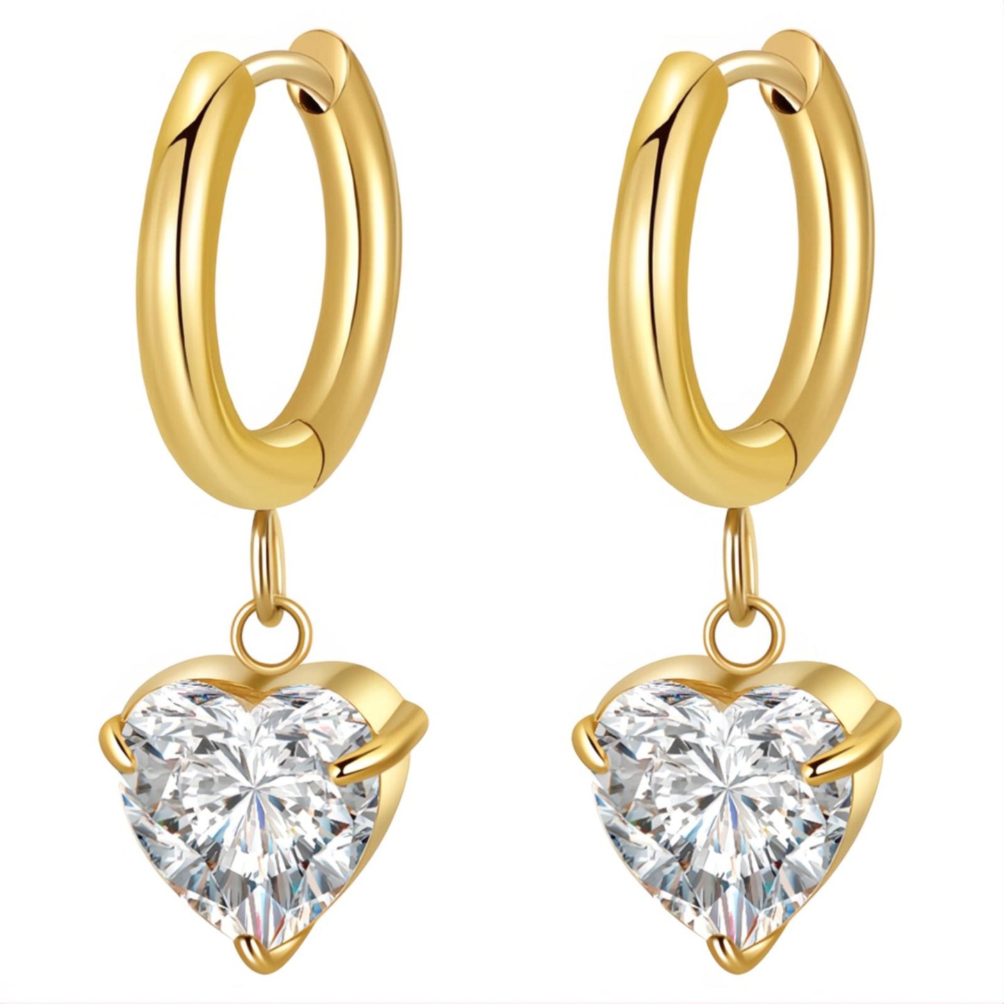 Hearts Earrings, 18K Gold Plated Steel