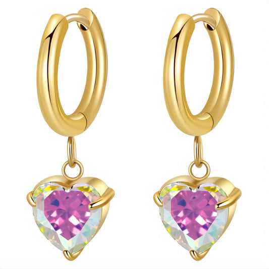 Heart Earrings, 18K Gold Plated Steel