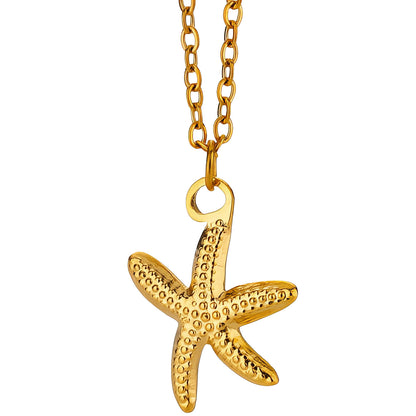 Starfish Necklace, 18K Gold Plated Steel