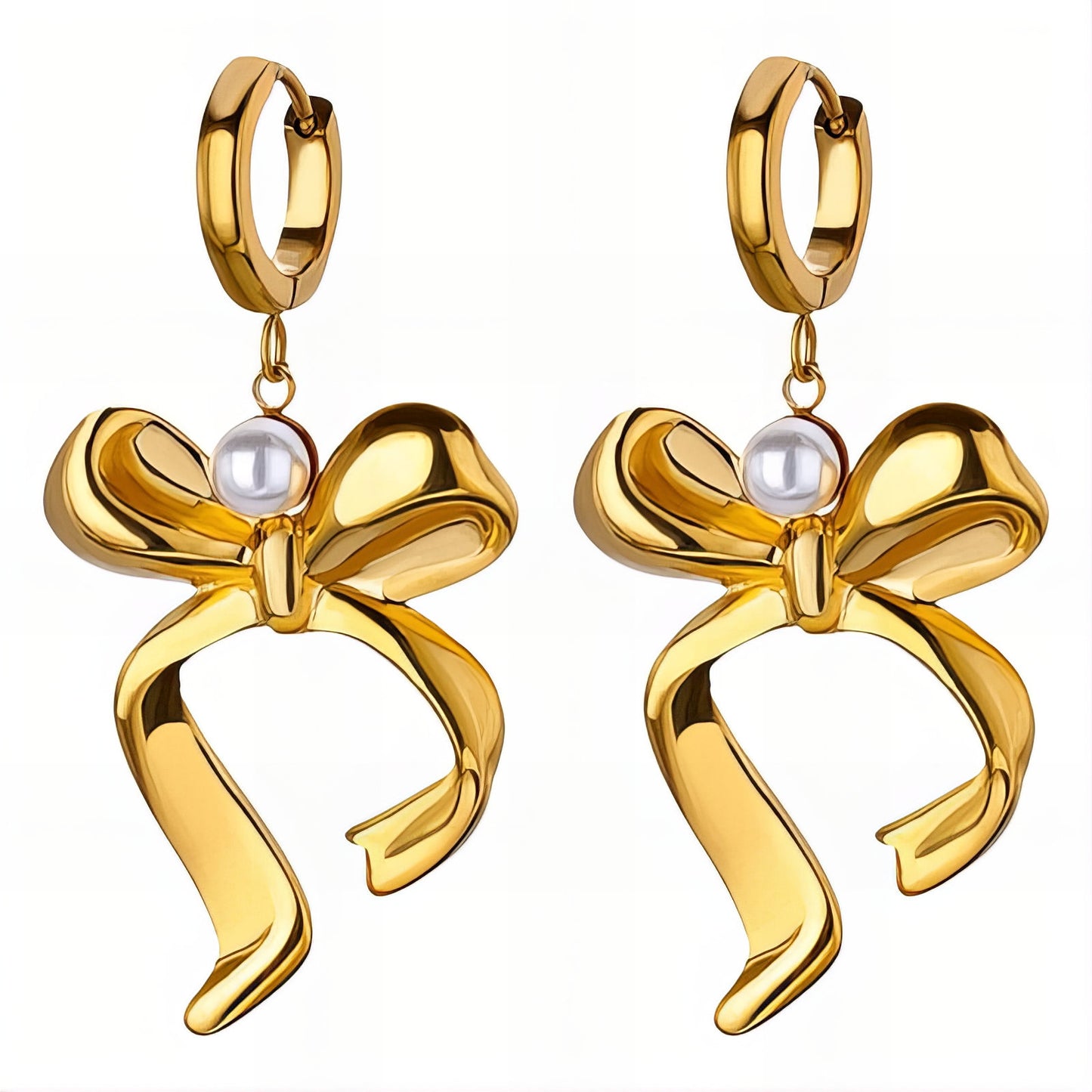 Bows Earrings, 18K Gold Plated Steel