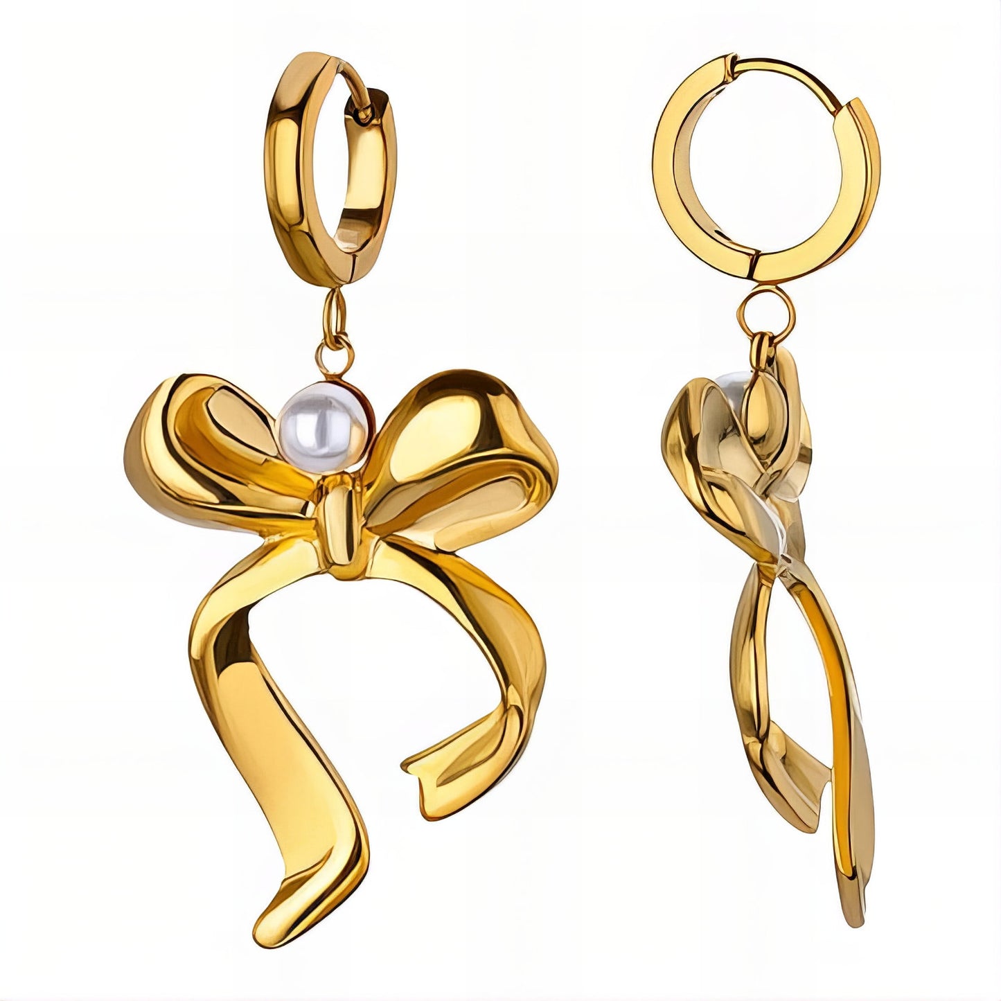 Bows Earrings, 18K Gold Plated Steel