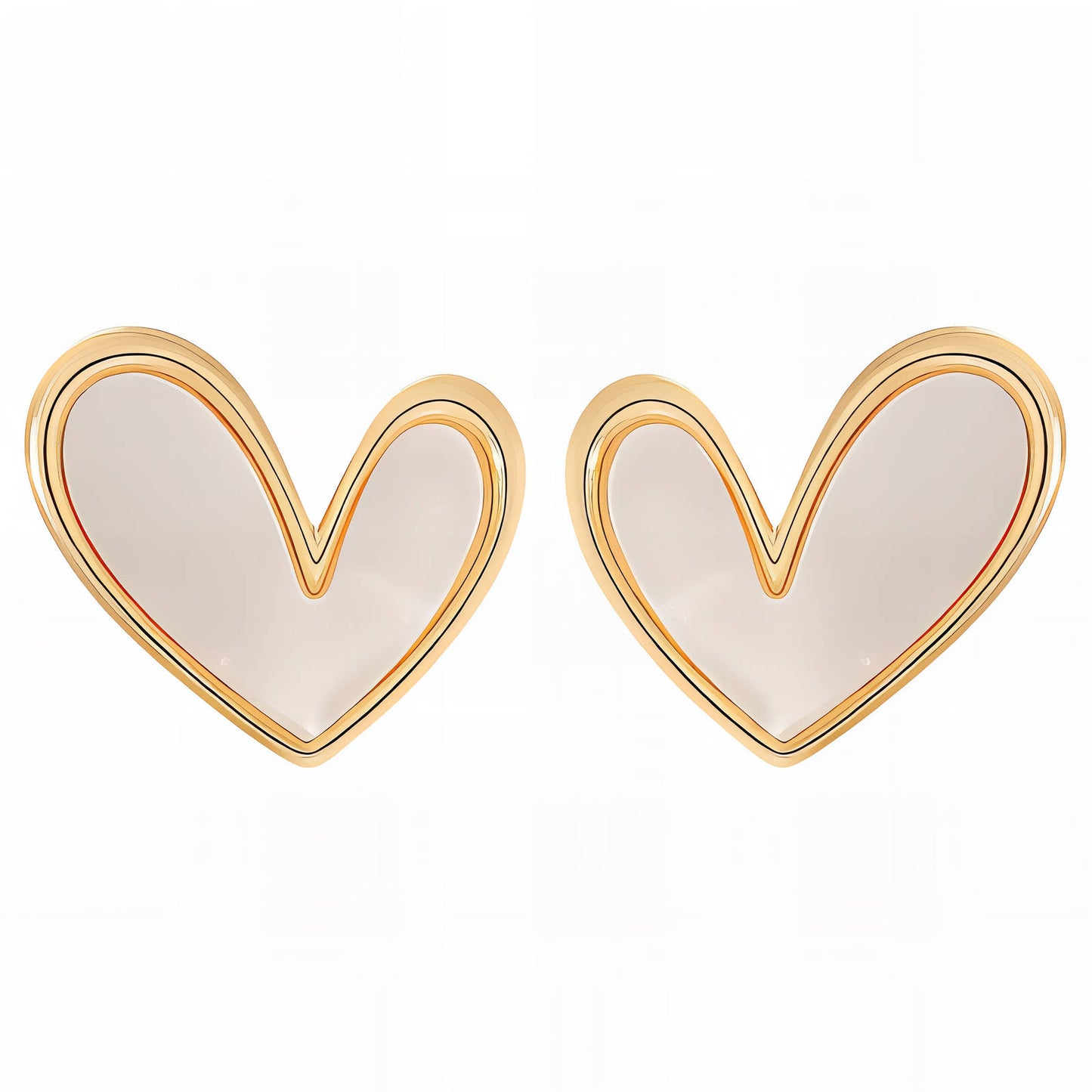 Hearts Earrings, 18K Gold Plated Steel