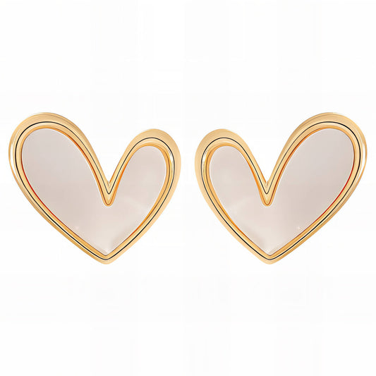 Hearts Earrings, 18K Gold Plated Steel