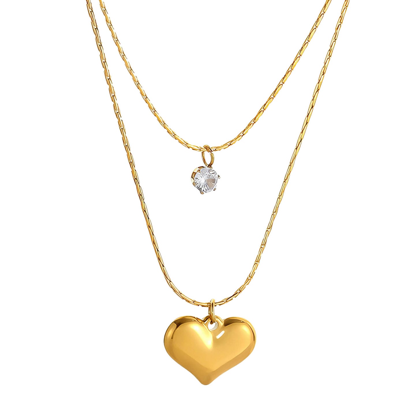 Hearts Necklace, 18K Gold Plated Steel