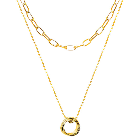Necklace, 18K Gold Plated Steel