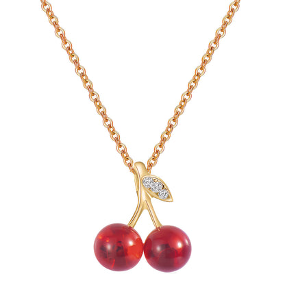 Cherry Necklace, 18K Gold Plated Steel