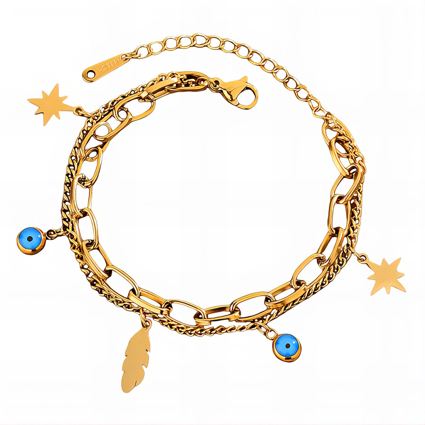 Leaves Bracelet, 18K Gold Plated Steel
