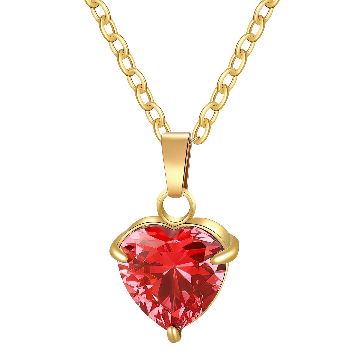 Heart Necklace, 18K Gold Plated Steel