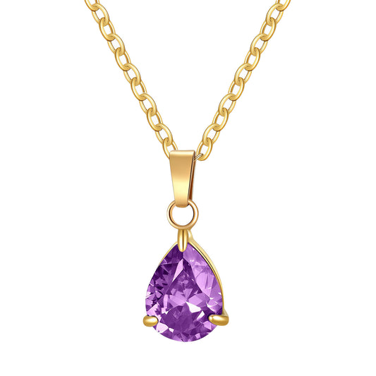 Teardrop Necklace, 18K Gold Plated Steel