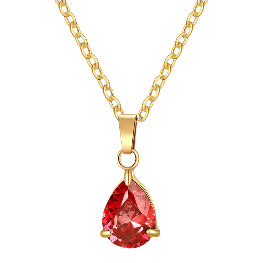 Teardrop Necklace, 18K Gold Plated Steel