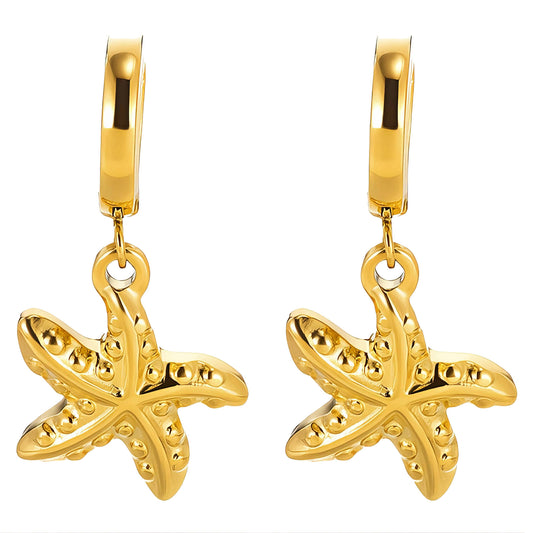 Starfishes Earrings, 18K Gold Plated Steel