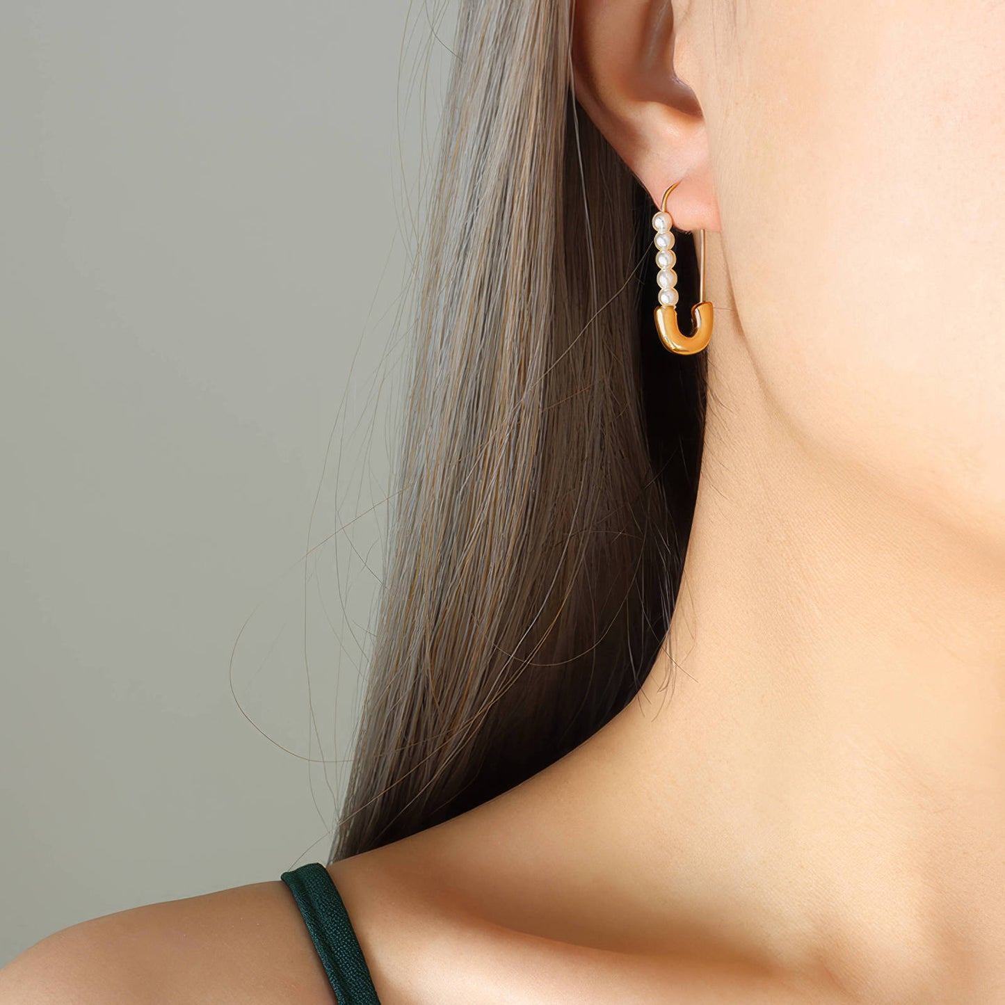 Earrings, 18K Gold Plated Steel