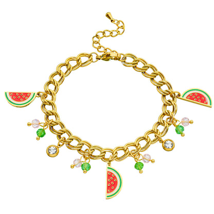 Watermelon Bracelet, 18K Gold Plated Steel