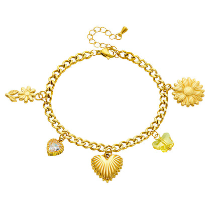 Heart Bracelet, 18K Gold Plated Steel