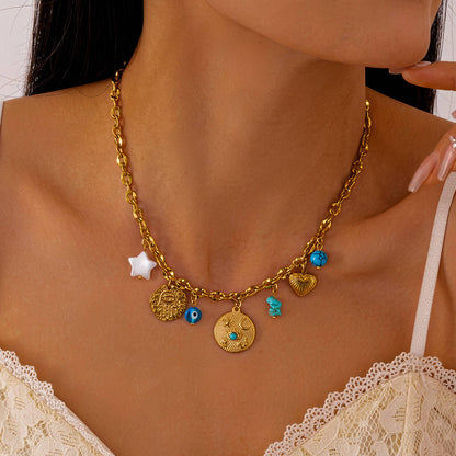 Necklace, 18K Gold Plated Steel