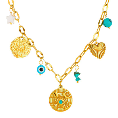 Necklace, 18K Gold Plated Steel