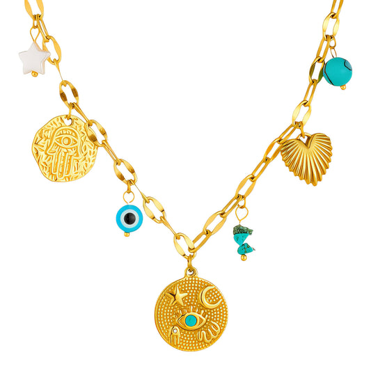 Necklace, 18K Gold Plated Steel