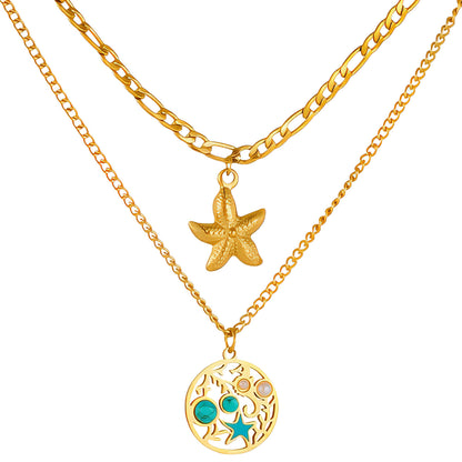 Starfishs Necklace, 18K Gold Plated Steel