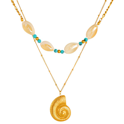 Seashell Necklace, 18K Gold Plated Steel