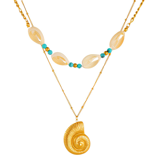 Seashell Necklace, 18K Gold Plated Steel